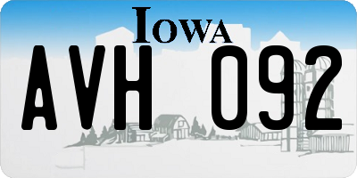 IA license plate AVH092