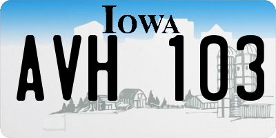 IA license plate AVH103