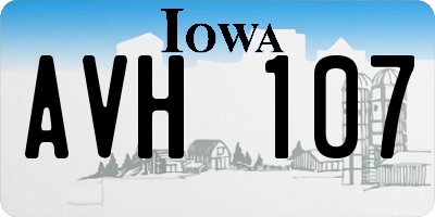 IA license plate AVH107