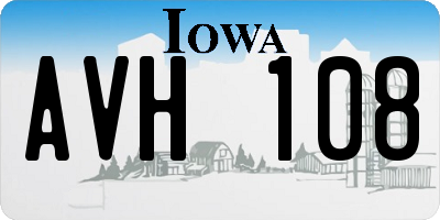 IA license plate AVH108