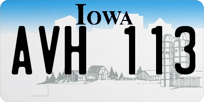 IA license plate AVH113