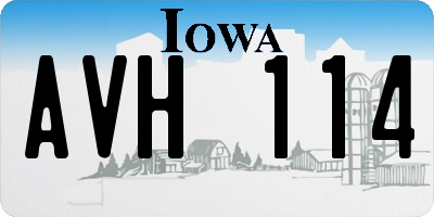 IA license plate AVH114