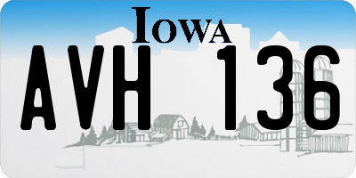 IA license plate AVH136