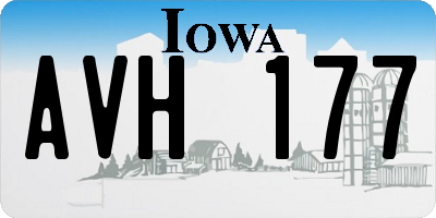 IA license plate AVH177