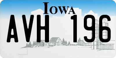 IA license plate AVH196