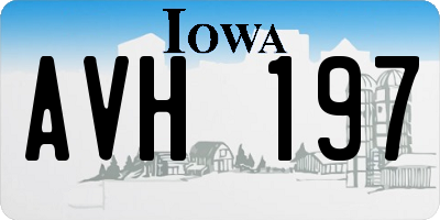 IA license plate AVH197