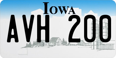 IA license plate AVH200