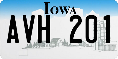 IA license plate AVH201