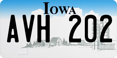 IA license plate AVH202