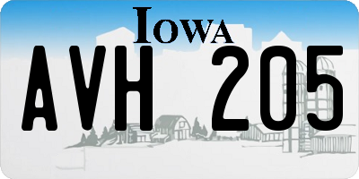 IA license plate AVH205