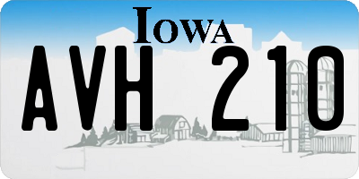 IA license plate AVH210