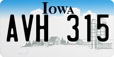 IA license plate AVH315