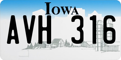 IA license plate AVH316