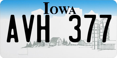IA license plate AVH377