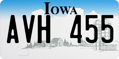 IA license plate AVH455