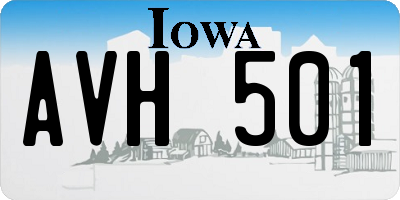 IA license plate AVH501