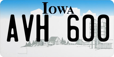 IA license plate AVH600