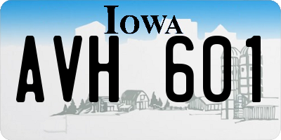 IA license plate AVH601