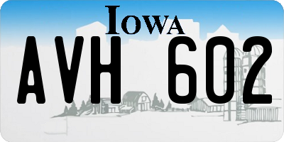 IA license plate AVH602