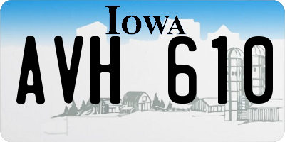 IA license plate AVH610