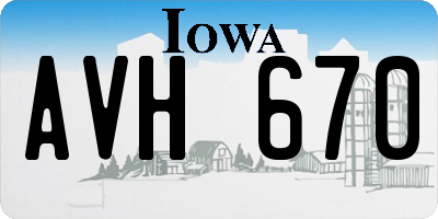 IA license plate AVH670