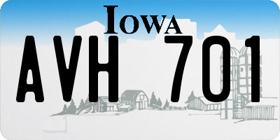 IA license plate AVH701