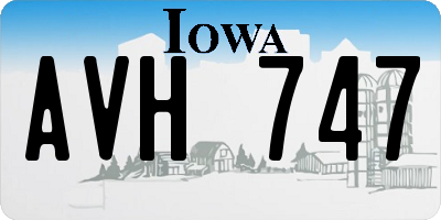 IA license plate AVH747