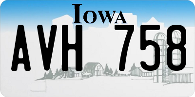 IA license plate AVH758