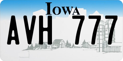 IA license plate AVH777