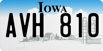 IA license plate AVH810