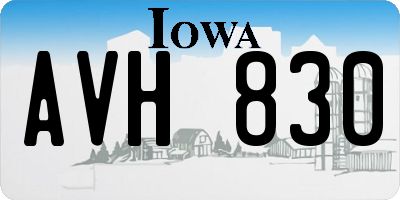 IA license plate AVH830