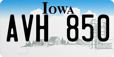 IA license plate AVH850