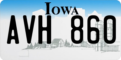 IA license plate AVH860