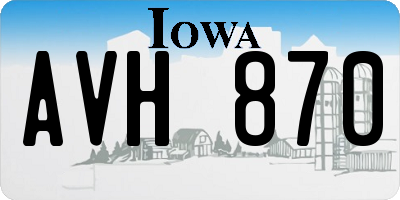 IA license plate AVH870