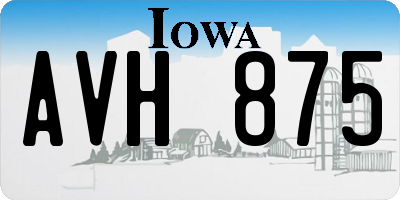 IA license plate AVH875