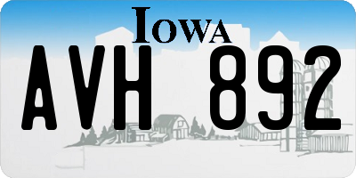 IA license plate AVH892