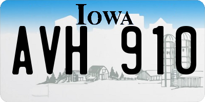 IA license plate AVH910