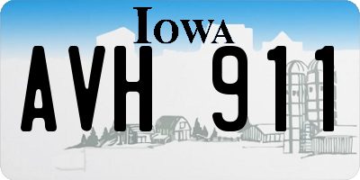 IA license plate AVH911