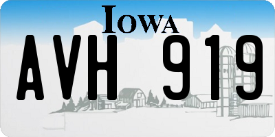 IA license plate AVH919