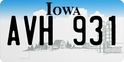 IA license plate AVH931