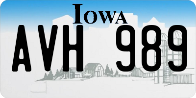 IA license plate AVH989