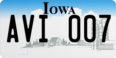 IA license plate AVI007