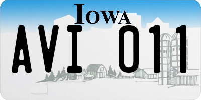 IA license plate AVI011