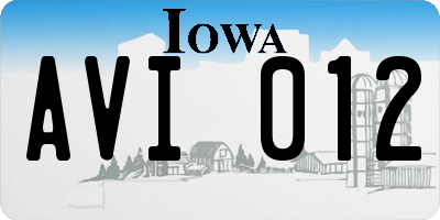 IA license plate AVI012