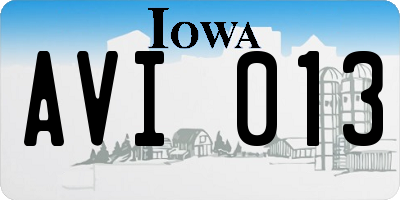 IA license plate AVI013