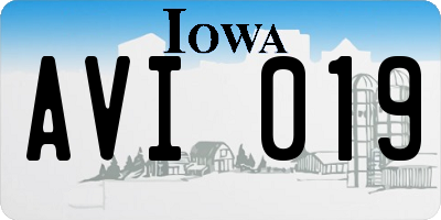 IA license plate AVI019