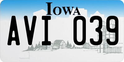 IA license plate AVI039