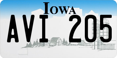 IA license plate AVI205