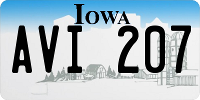 IA license plate AVI207