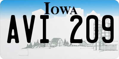 IA license plate AVI209